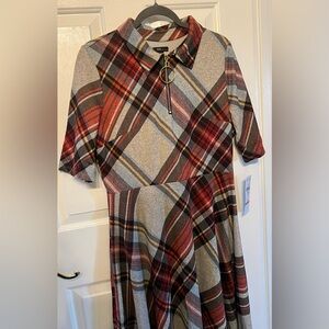 R & K Women’s Fit & Flare Dress With Pleated Skirt & 3/4 Sleeves Size 12 New!